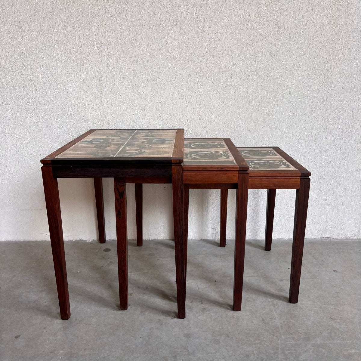 Vintage nesting bijzettafel keramiek - palissander - LOUI.STORE