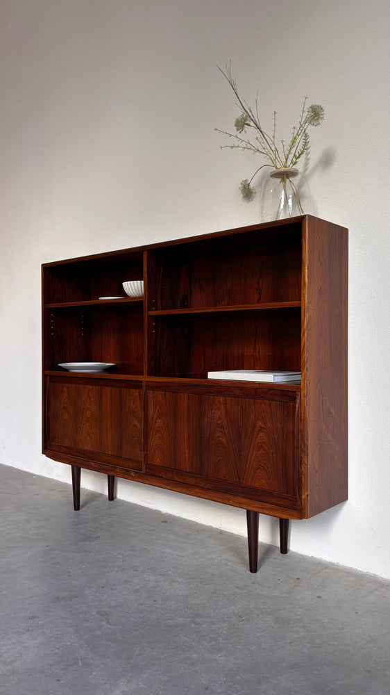 
                  
                    Vintage boekenkast met schuifdeuren palissander
                  
                