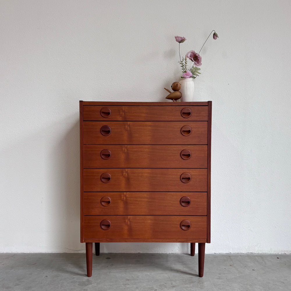 Vintage ladekast teak ronde greep