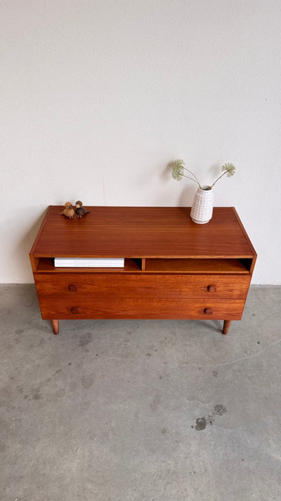 
                  
                    Vintage sideboard 2 lades en open vakken teak
                  
                