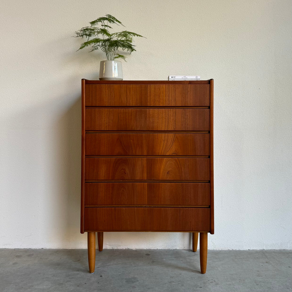 Vintage ladekast teak 6*greeploos