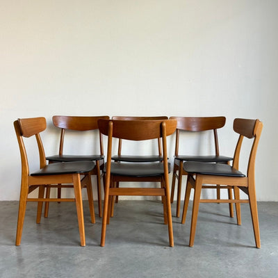 6 Vintage stoelen Findahl zwart skai - set - LOUI.STORE