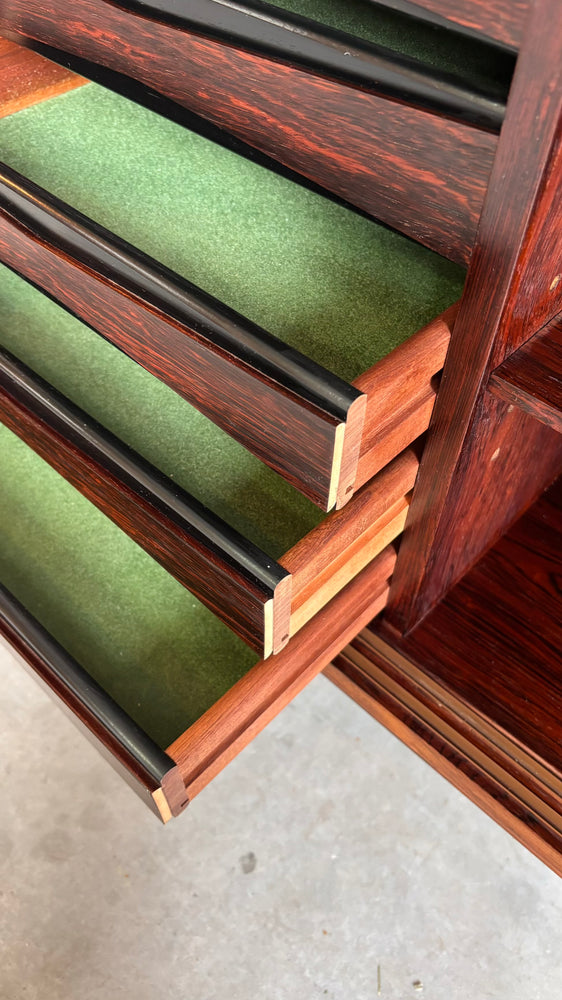 
                  
                    Vintage boekenkast met schuifdeuren palissander
                  
                