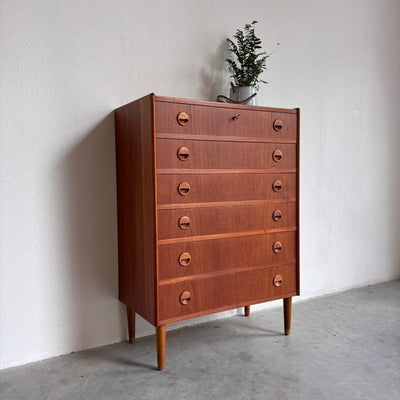 Deense ladekast 6* teak ronde greepjes - LOUI
