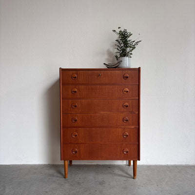 Deense ladekast 6* teak ronde greepjes - LOUI