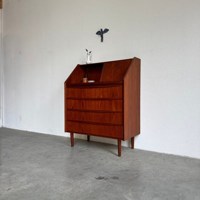 Deense vintage secretaire met klapspiegel in teak - LOUI