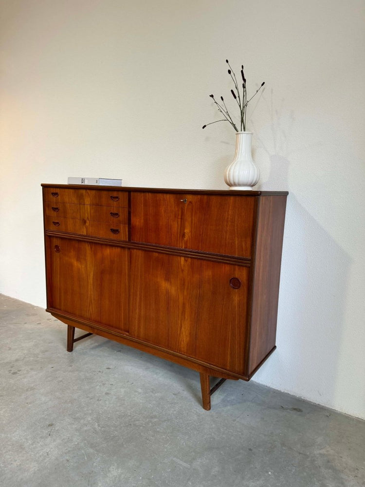 Highboard schuifdeuren en 3 lades teak - LOUI.STORE