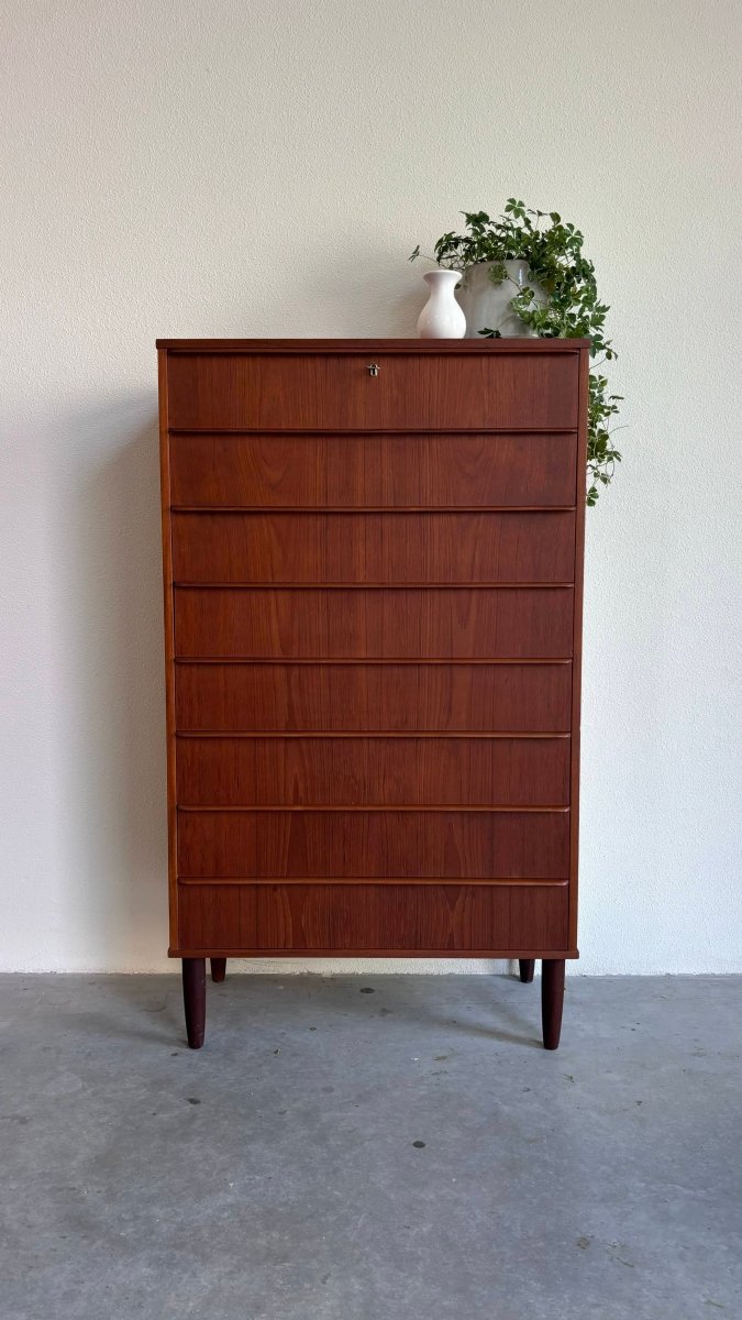 Ladekast 8* highboy teak - LOUI.STORE