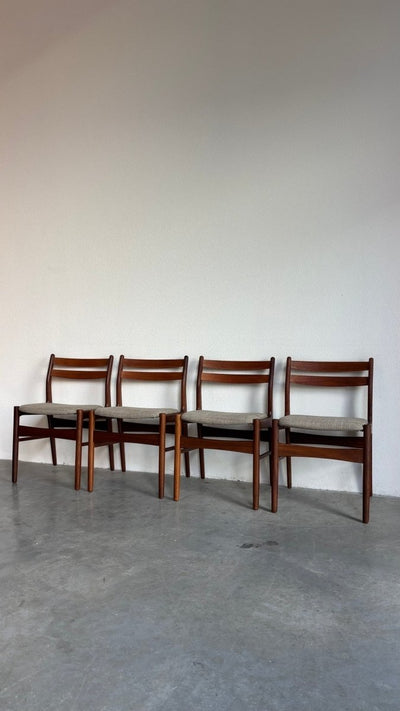 
                  
                    Set 4* Deens vintage eetkamerstoelen teak - LOUI.STORE
                  
                