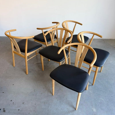 Set van 6 eiken Deense eetkamerstoelen - LOUI