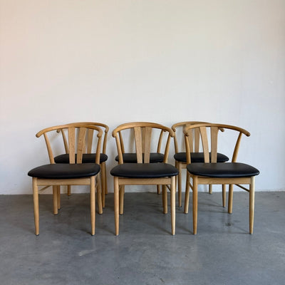 Set van 6 eiken Deense eetkamerstoelen - LOUI
