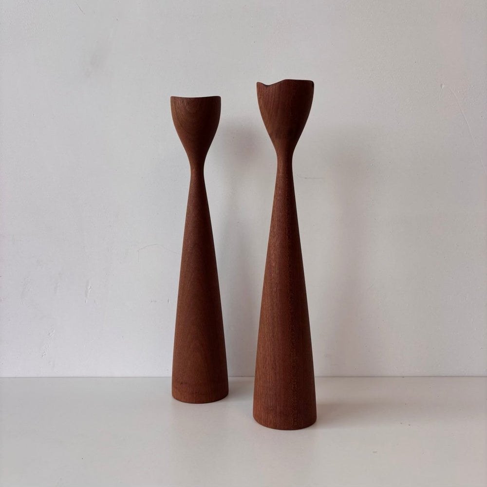 Set vintage kandelaars teak - LOUI.STORE