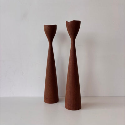 Set vintage kandelaars teak - LOUI.STORE