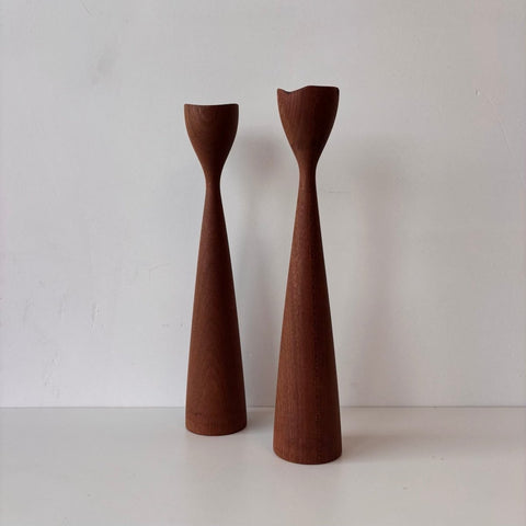Set vintage kandelaars teak - LOUI.STORE