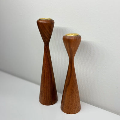 Set vintage kandelaars teak - LOUI.STORE