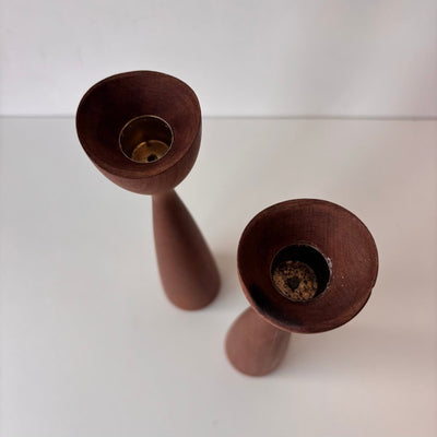 Set vintage kandelaars teak - LOUI.STORE