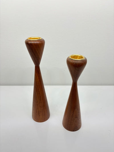 Set vintage kandelaars teak - LOUI.STORE