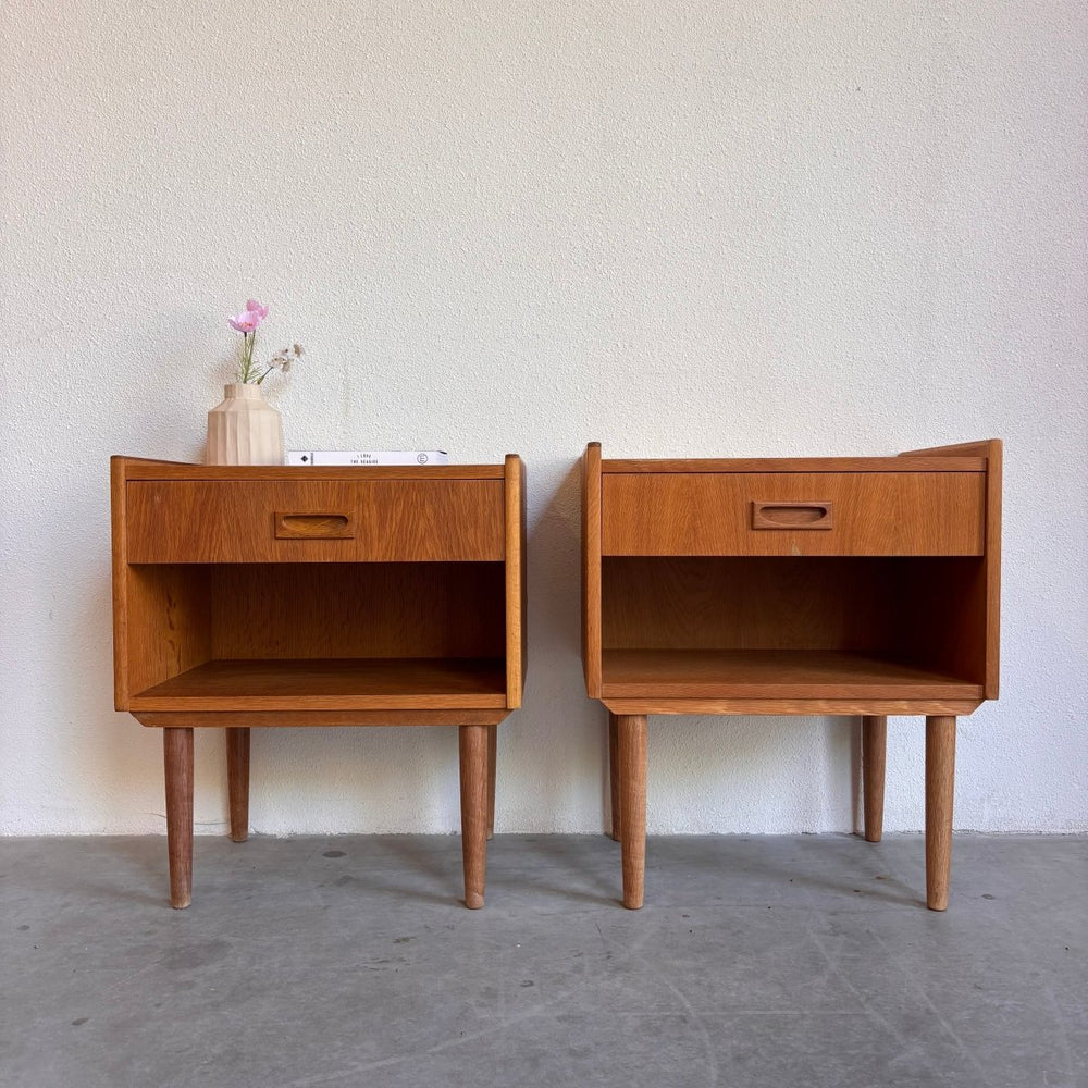 Set vintage nachtkastjes eiken - LOUI.STORE