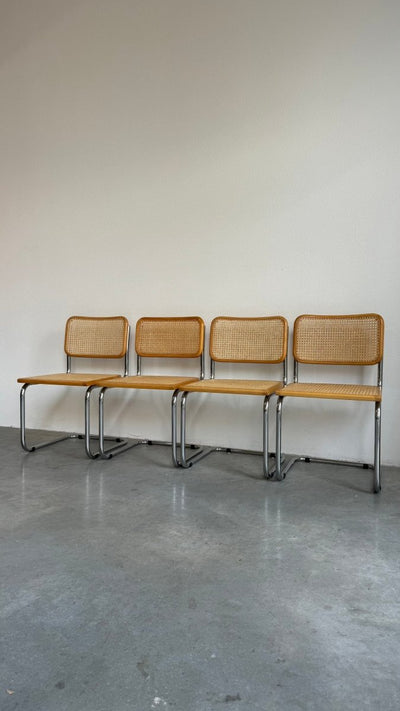 Set vintage rieten stoelen 4* Marcel Breuer - LOUI.STORE