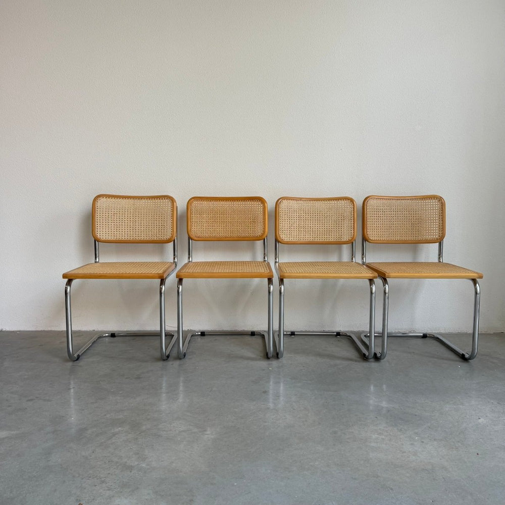 Set vintage rieten stoelen 4* Marcel Breuer - LOUI.STORE
