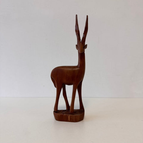 Vintage beeldje bok in teak hout - LOUI.STORE