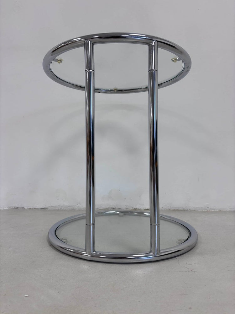 
                  
                    Vintage bijzettafel chroom & glas - LOUI.STORE
                  
                