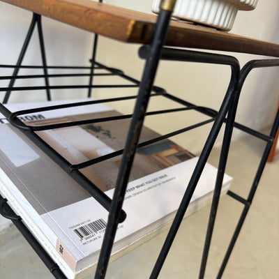 
                  
                    Vintage bijzettafeltje teak met staal - messing - LOUI.STORE
                  
                