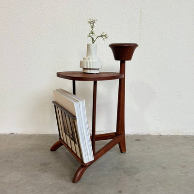 Vintage bijzettafeltje + tijdschriftenhouder teak - LOUI.STORE