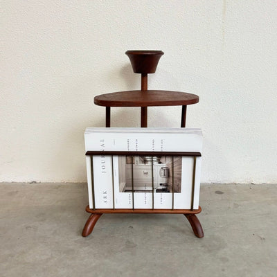 Vintage bijzettafeltje + tijdschriftenhouder teak - LOUI.STORE
