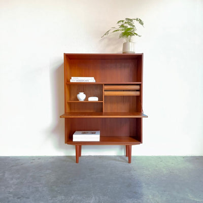 Vintage boekenkast met klep teak - LOUI.STORE