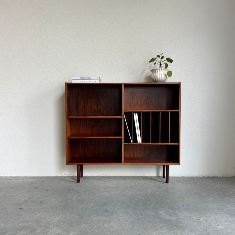 Vintage boekenkast met vinyl vakken palissander - LOUI.STORE