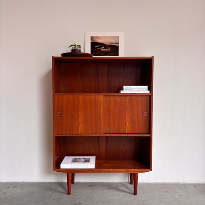Vintage boekenkast schuifdeuren teak - LOUI.STORE