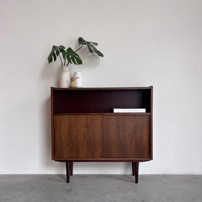 Vintage boekenkast schuifdeurtjes palissander - LOUI