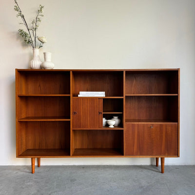 Vintage boekenkast XL teak met klep - LOUI.STORE