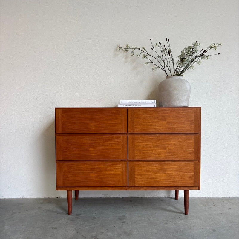 Vintage brede dubbele ladekast teak - commode - LOUI.STORE