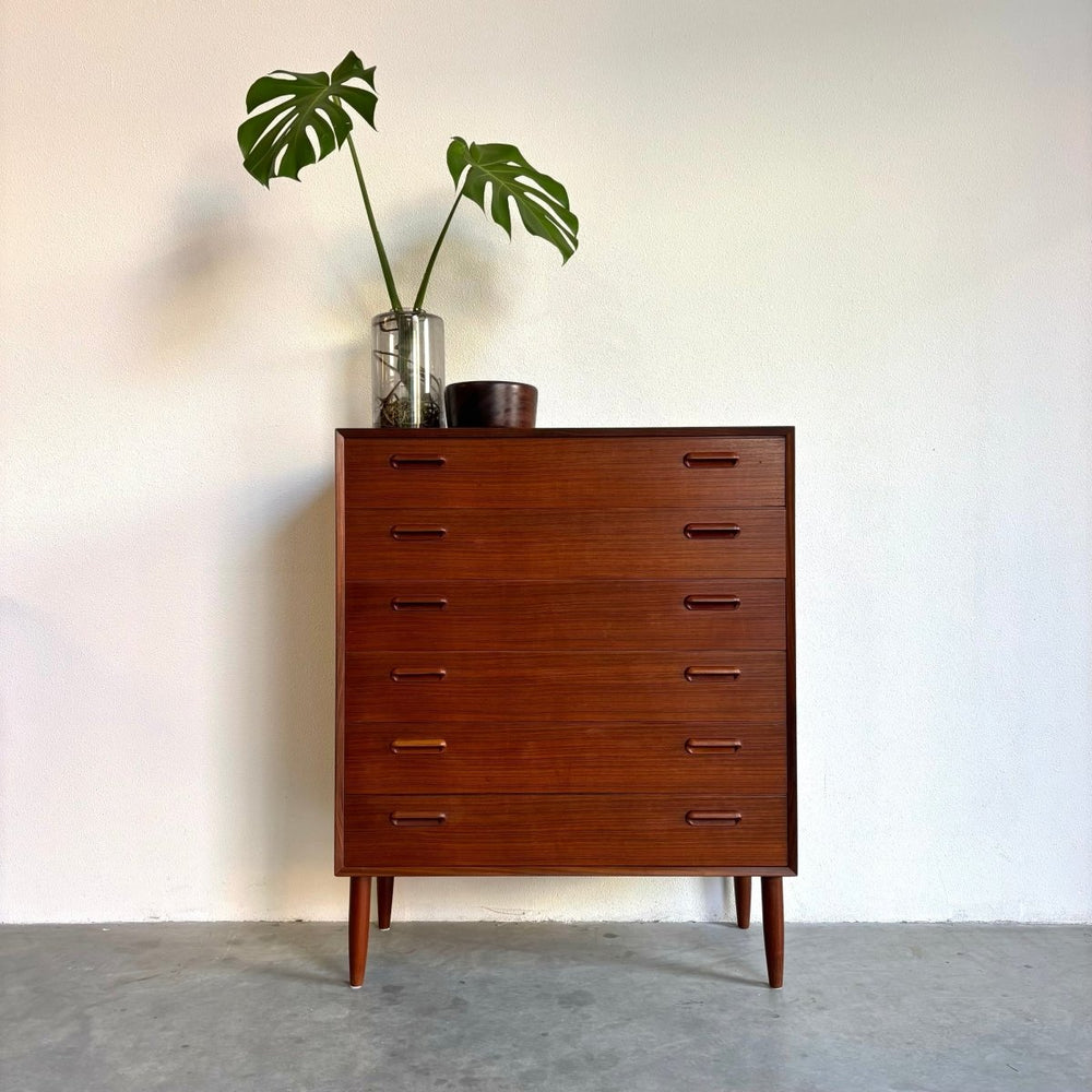 Vintage brede ladekast 6* teak - LOUI.STORE