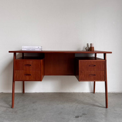 Vintage bureau zwevend blad teak - LOUI.STORE