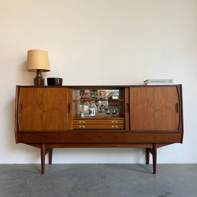 Vintage Deens teak highboard met bar gedeelte - LOUI