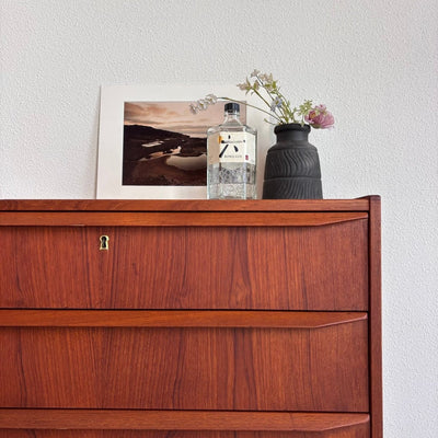 Vintage Deense ladekast 6* teak lange greep - LOUI