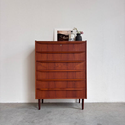 Vintage Deense ladekast 6* teak lange greep - LOUI