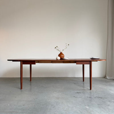 Vintage eettafel teak -uitschuifbaar tot ovaal (80-264cm) - LOUI