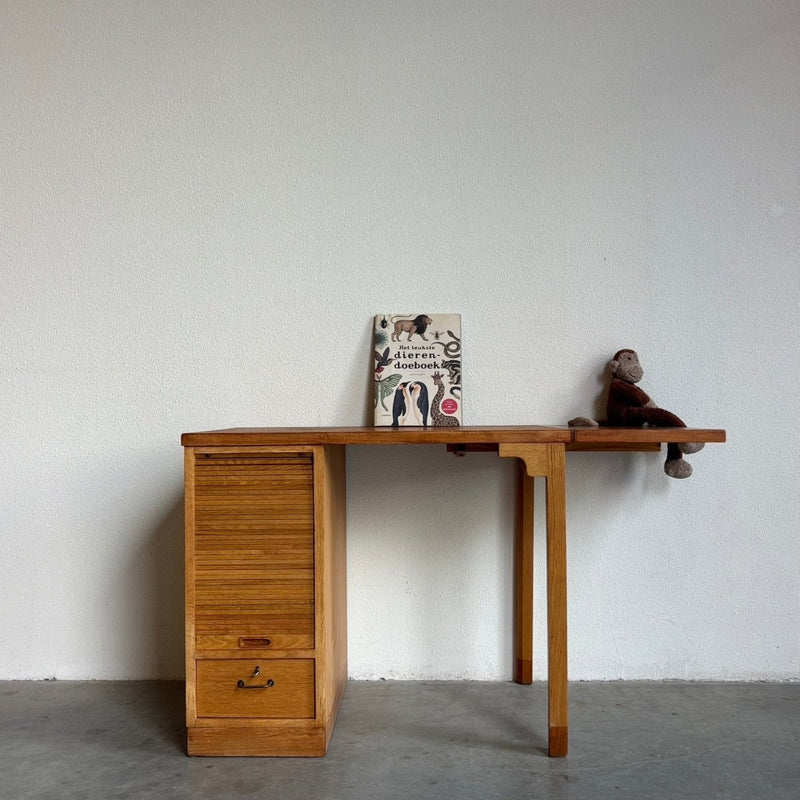 Vintage kinderbureau eiken tambour - LOUI.STORE