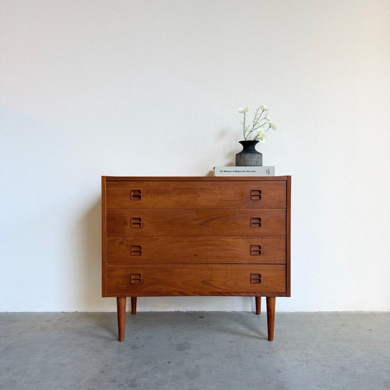 Vintage ladekast 4* teak vierkant handvat - LOUI