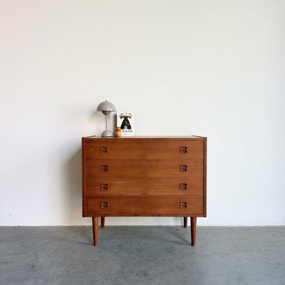 Vintage ladekast 4* teak vierkant knopje - LOUI