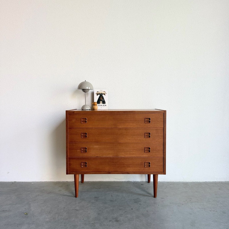 Vintage ladekast 4* teak vierkant knopje - LOUI