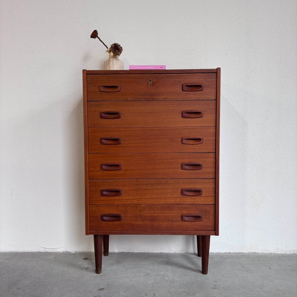 Vintage ladekast 6* smal teak - LOUI.STORE