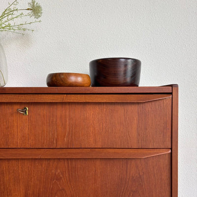 Vintage ladekast 6* teak lange greep - LOUI.STORE