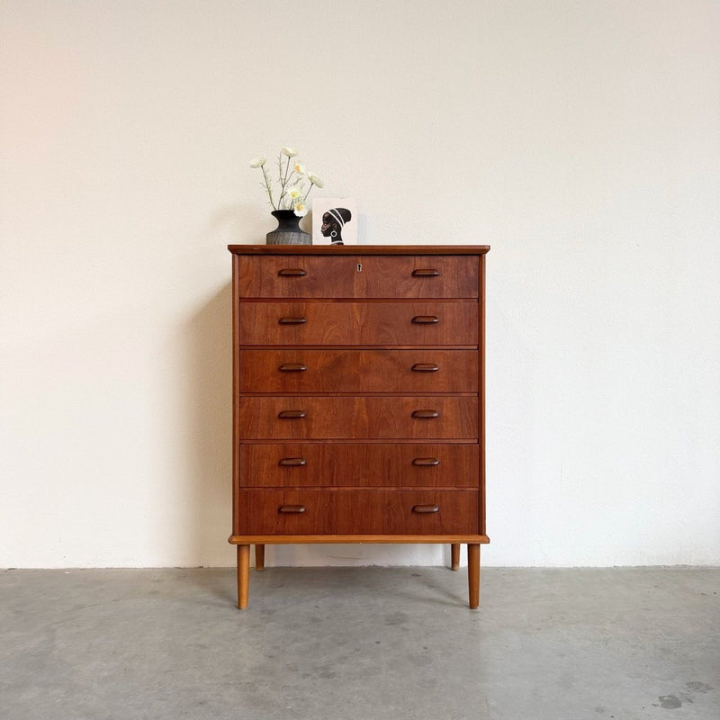 Vintage ladekast 6* teak met lichter frame - LOUI