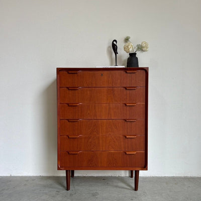 Vintage ladekast 6* teak ronde hoek - LOUI.STORE