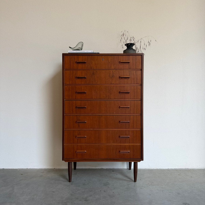 Vintage ladekast 7* teak met lichtere lijn - LOUI